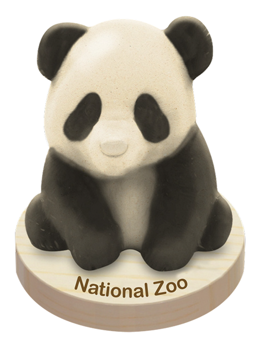 National Zoo Panda 2 A panda bear sitting on top of a wooden block.