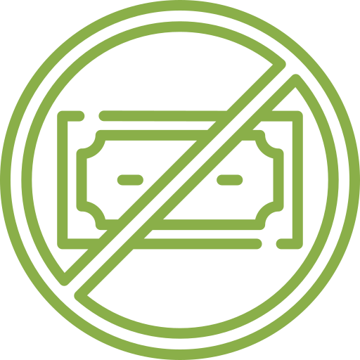 100-Cashless.png A green icon of a crossed-out dollar bill, indicating no money.